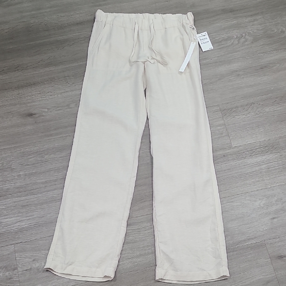 Caslon Cream Linen Blend Casual Pants Women Size XS